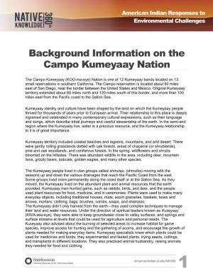 Background Information on the Campo Kumeyaay Nation