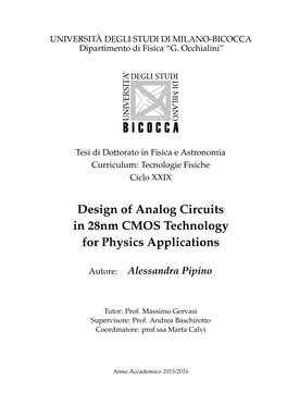 Design of Analog Circuits in 28Nm CMOS Technology for Physics Applications