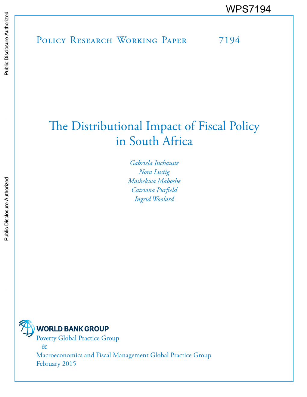 The Distributional Impact of Fiscal Policy in South Africa
