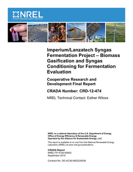 Imperium/Lanzatech Syngas Fermentation Project – Biomass