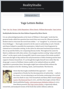 Yage Letters Redux