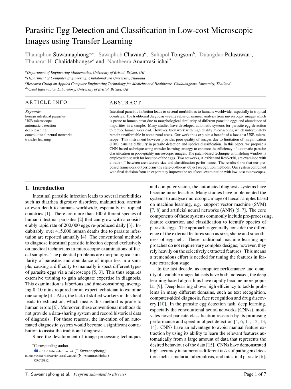 Parasitic Egg Detection and Classification in Low-Cost