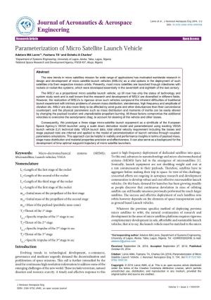 Parameterization of Micro Satellite Launch Vehicle