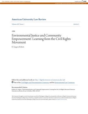 Environmental Justice and Community Empowerment: Learning from the Civil Rights Movement R