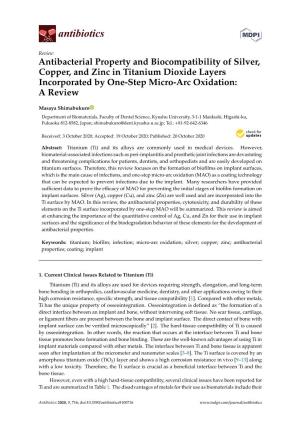 Antibacterial Property and Biocompatibility of Silver, Copper, and Zinc in Titanium Dioxide Layers Incorporated by One-Step Micro-Arc Oxidation: a Review