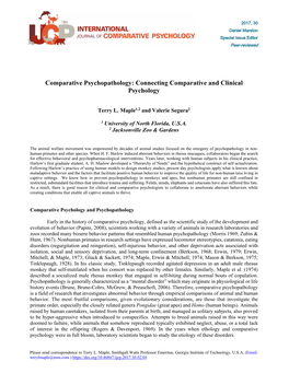 Connecting Comparative and Clinical Psychology