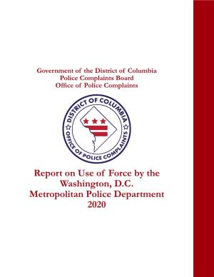 Report on Use of Force by the Washington, DC Metropolitan Police