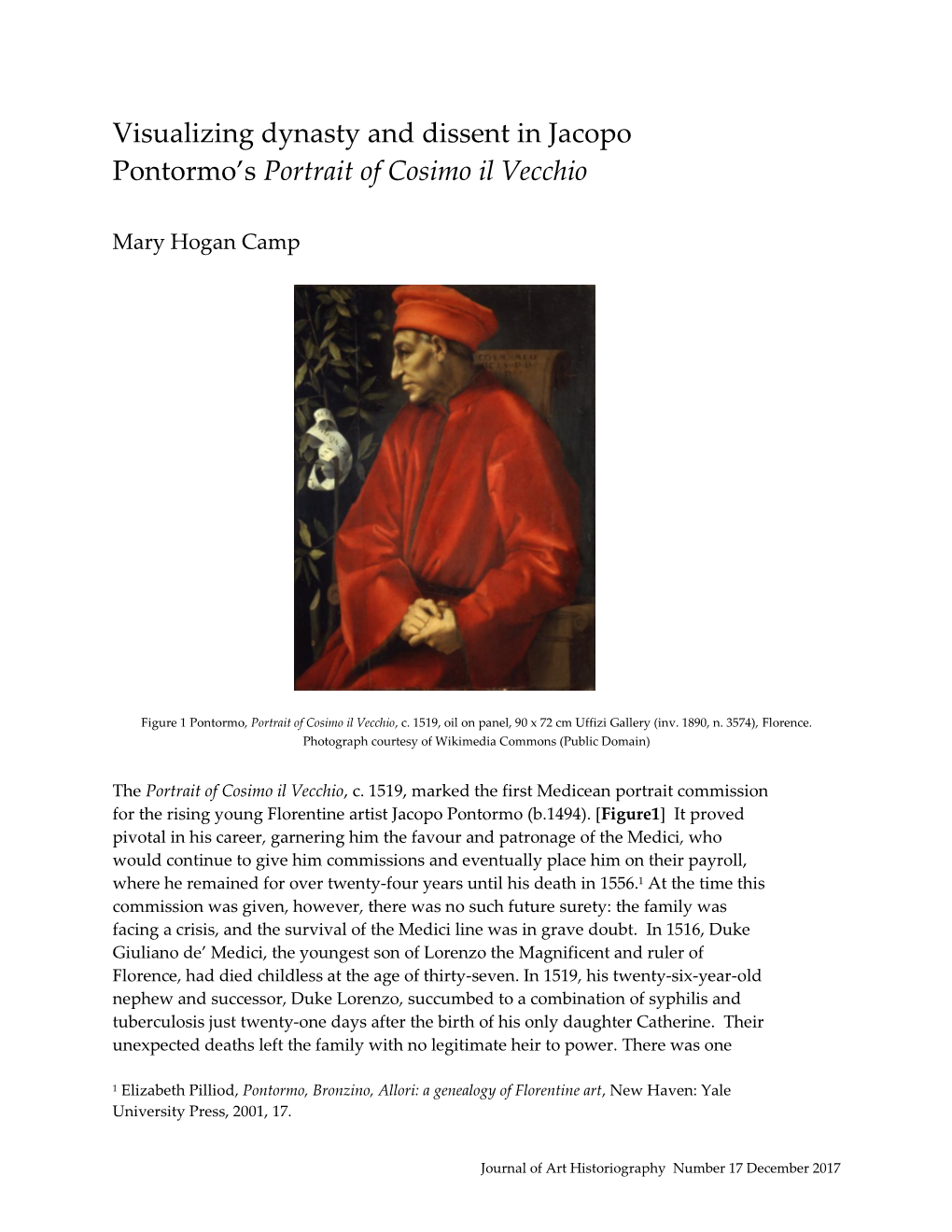 Visualizing Dynasty and Dissent in Jacopo Pontormo's Portrait Of