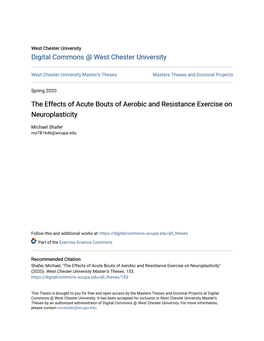 The Effects of Acute Bouts of Aerobic and Resistance Exercise on Neuroplasticity