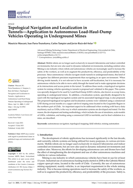 Topological Navigation and Localization in Tunnels—Application to Autonomous Load-Haul-Dump Vehicles Operating in Underground Mines