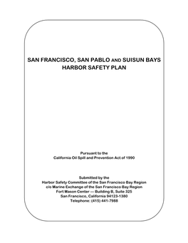 San Francisco, San Pablo and Suisun Bays Harbor Safety Plan