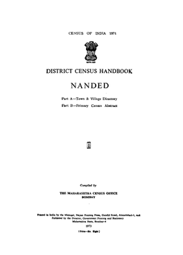 District Census Handbook, Nanded, Part a & B