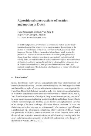 Adpositional Constructions of Location and Motion in Dutch