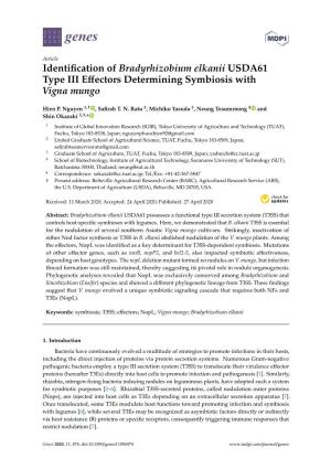 Identification of Bradyrhizobium Elkanii USDA61 Type III Effectors