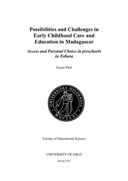 Possibilities and Challenges in Early Childhood Care and Education in Madagascar