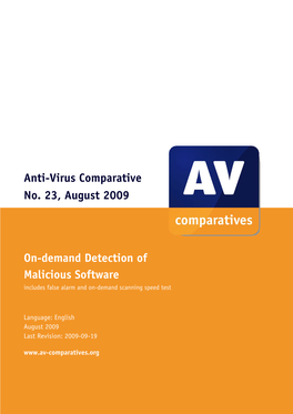 Anti-Virus Comparative August 2009