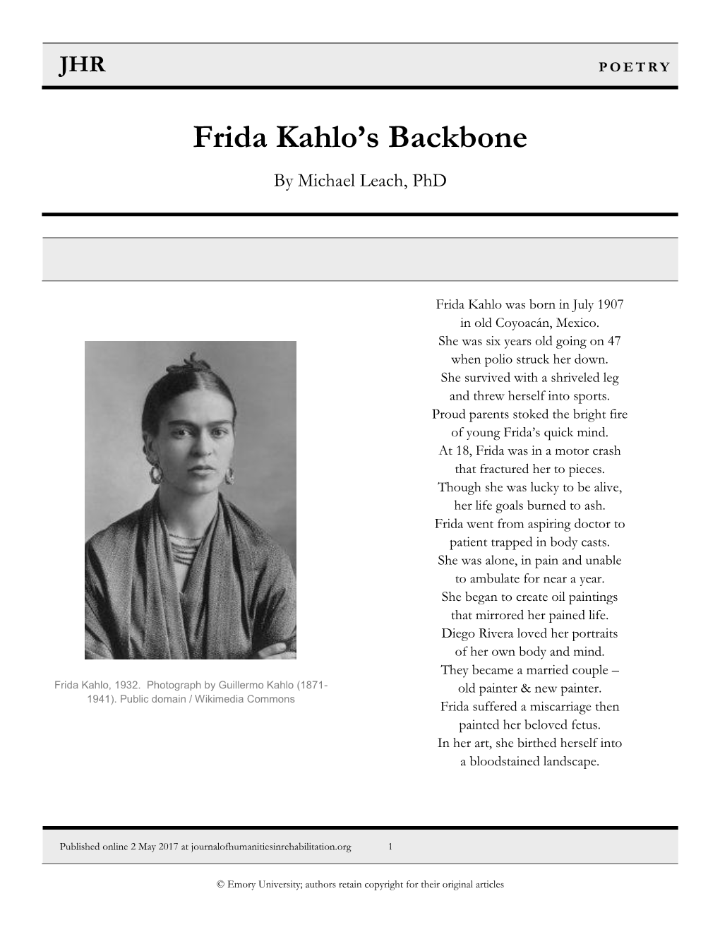 Frida Kahlo's Backbone