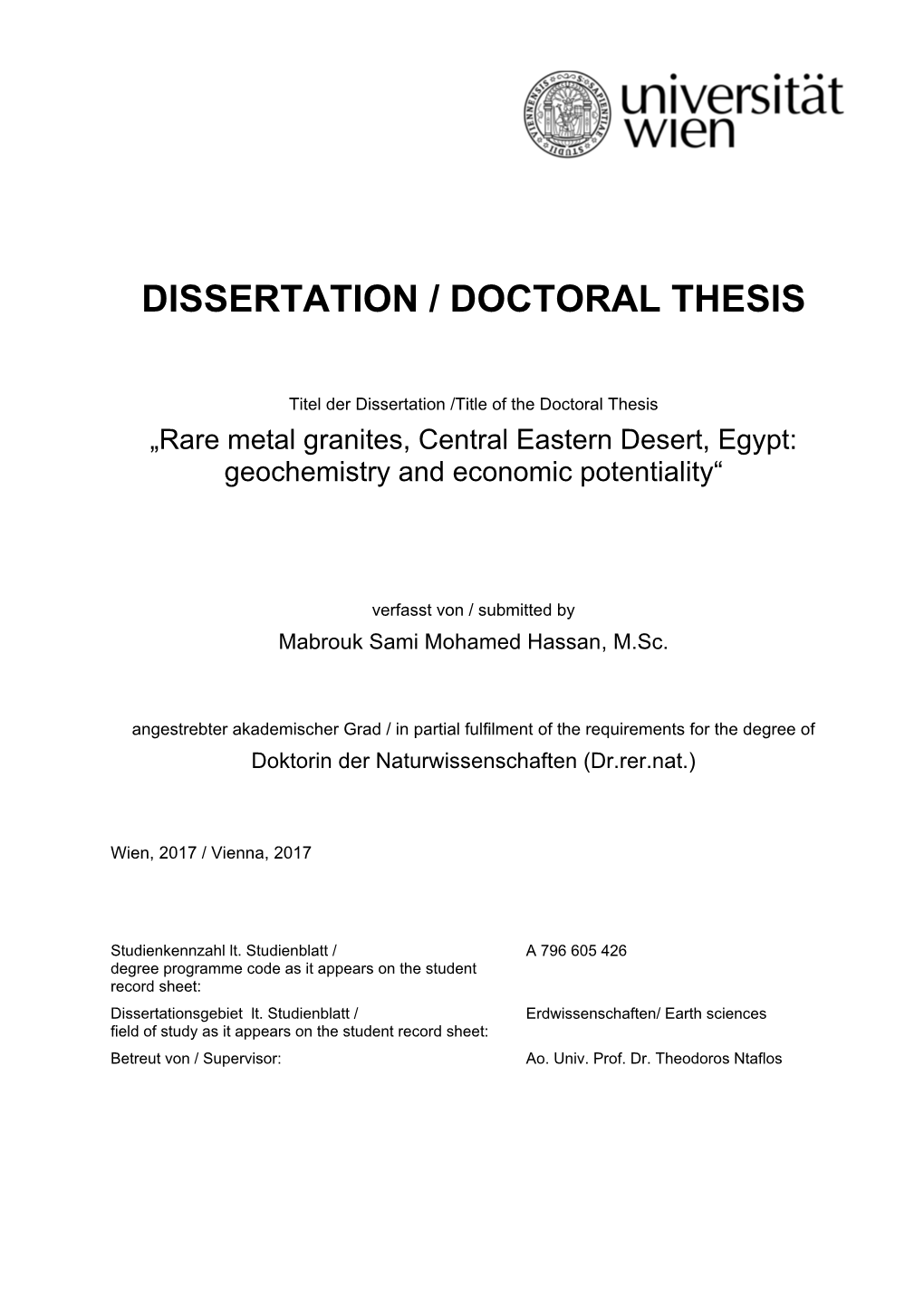 Dissertation / Doctoral Thesis