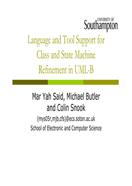 Language and Tool Support for Class and State Machine Refinement in UML-B