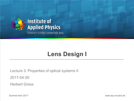LDI17 Lens Design I 3 Properties of Optical Systems II.Pdf