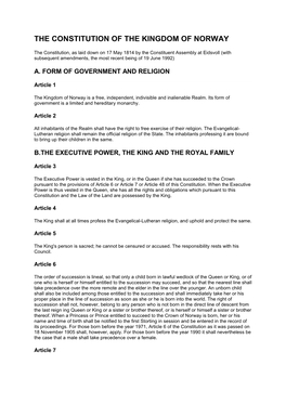 The Constitution of the Kingdom of Norway