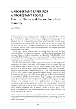 A PROTESTANT PAPER for a PROTESTANT PEOPLE: the Irish Times and the Southern Irish Minority