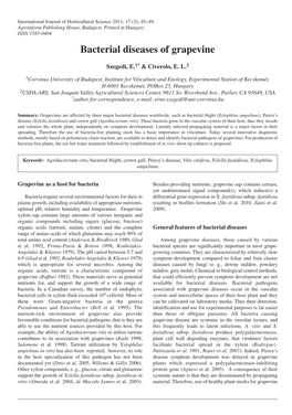 Bacterial Diseases of Grapevine