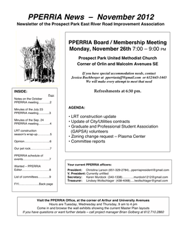 November, 2012 PPERRIA Newsletter