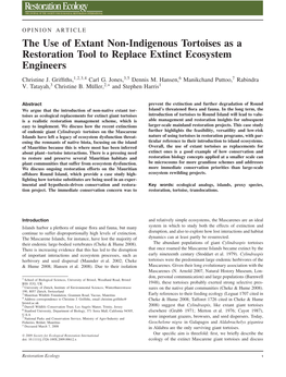 The Use of Extant Non-Indigenous Tortoises As a Restoration Tool to Replace Extinct Ecosystem Engineers