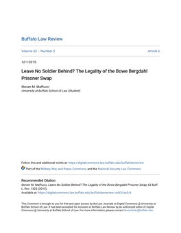The Legality of the Bowe Bergdahl Prisoner Swap
