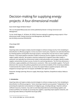 Decision-Making for Supplying Energy Projects: a Four-Dimensional Model
