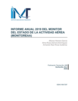 Informe Anual 2019 Del Monitor Del Estado De La Actividad Aérea (Monitoreaa)