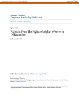The Rights of Afghan Women in Different Eras Kelly Anne Drevitch