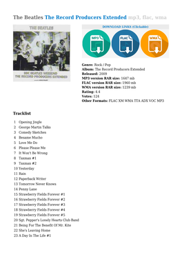 The Beatles the Record Producers Extended Mp3, Flac, Wma