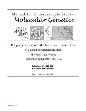 Manual for Undergraduate Studies Molecular Genetics