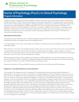 Doctor of Psychology (Psy.D.) in Clinical Psychology Program Information