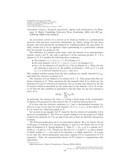 Association Schemes. Designed Experiments, Algebra and Combinatorics,Byrose- Mary A