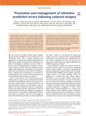 Managing Refractive Errors After Cataract