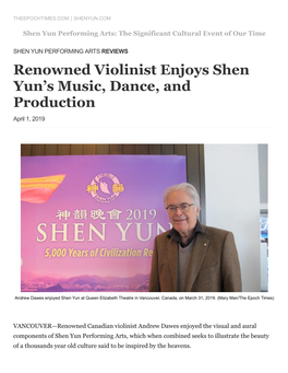 Renowned Violinist Enjoys Shen Yun's Music, Dance, and Production