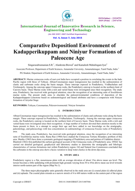Comparative Depositionl Environment of Kadapperikuppam and Niniyur Formations of Paleocene Age