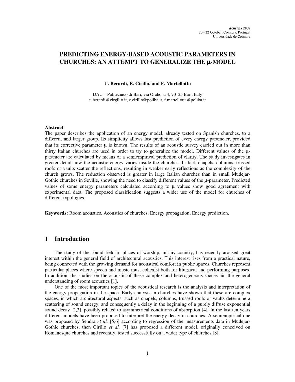 Predicting Energy-Based Acoustic Parameters in Churches: an Attempt to Generalize the Μµµ-Model