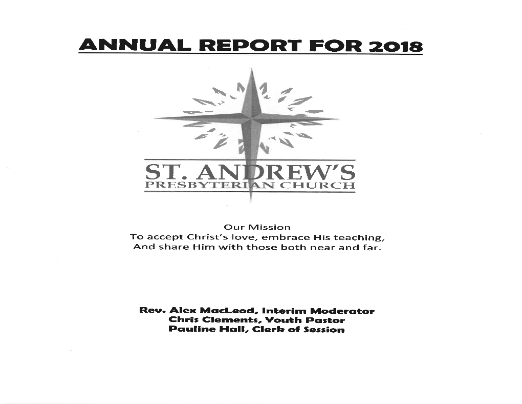 Annual Report for 20I8 St. an Rew's