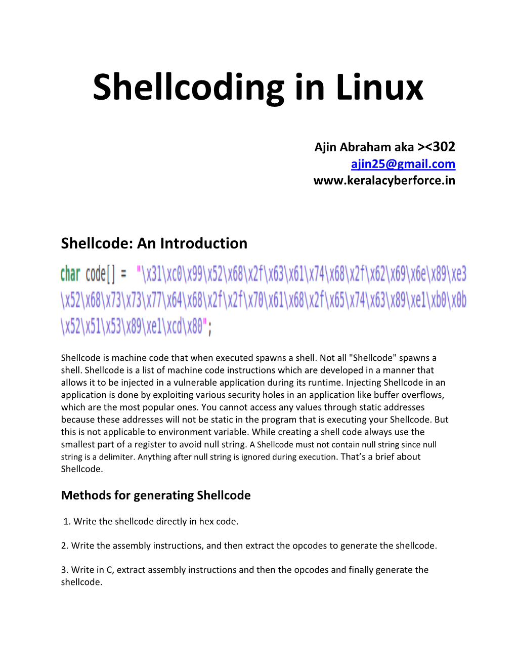 Shellcoding in Linux