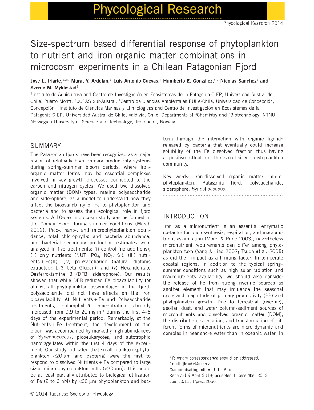 Sizespectrum Based Differential Response of Phytoplankton To