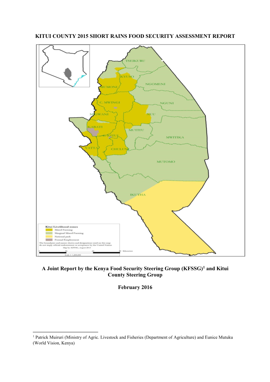 Kitui County 2015 Short Rains Food Security Assessment Report