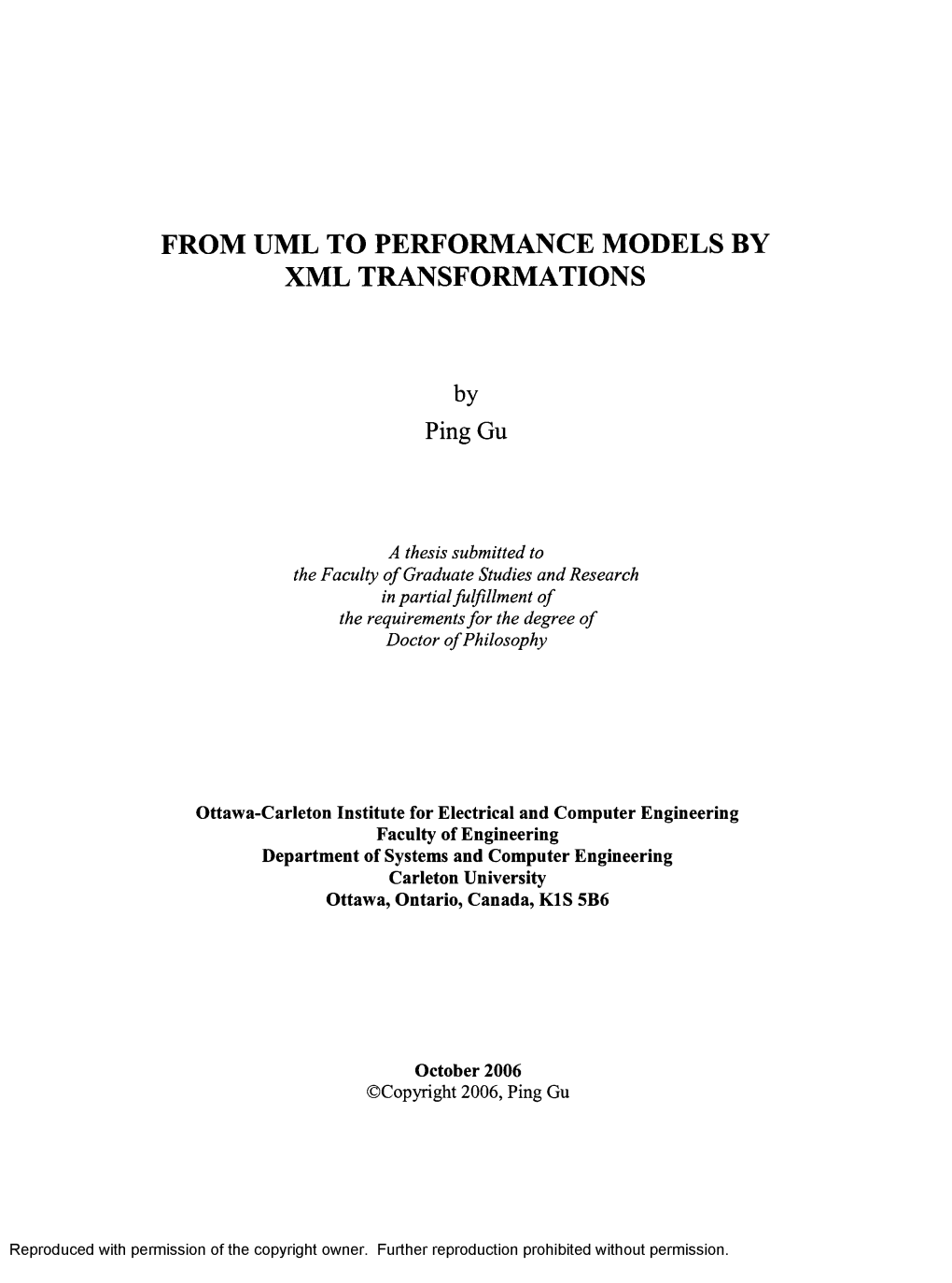 From Uml to Performance Models by Xml Transformations