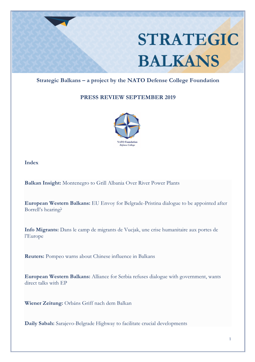 Strategic Balkans – a Project by the NATO Defense College Foundation