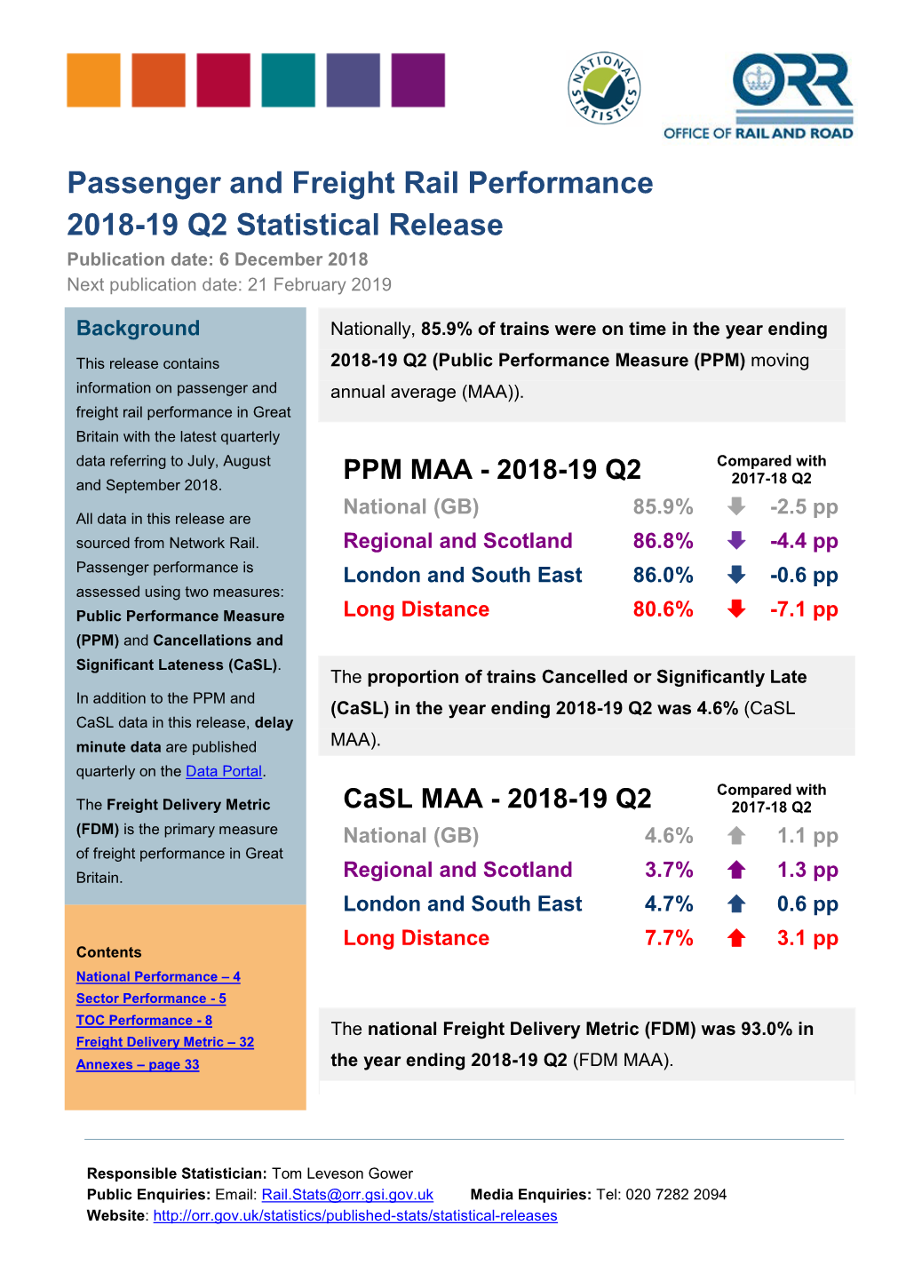 Passenger and Freight Rail Performance 2018-19 Q2