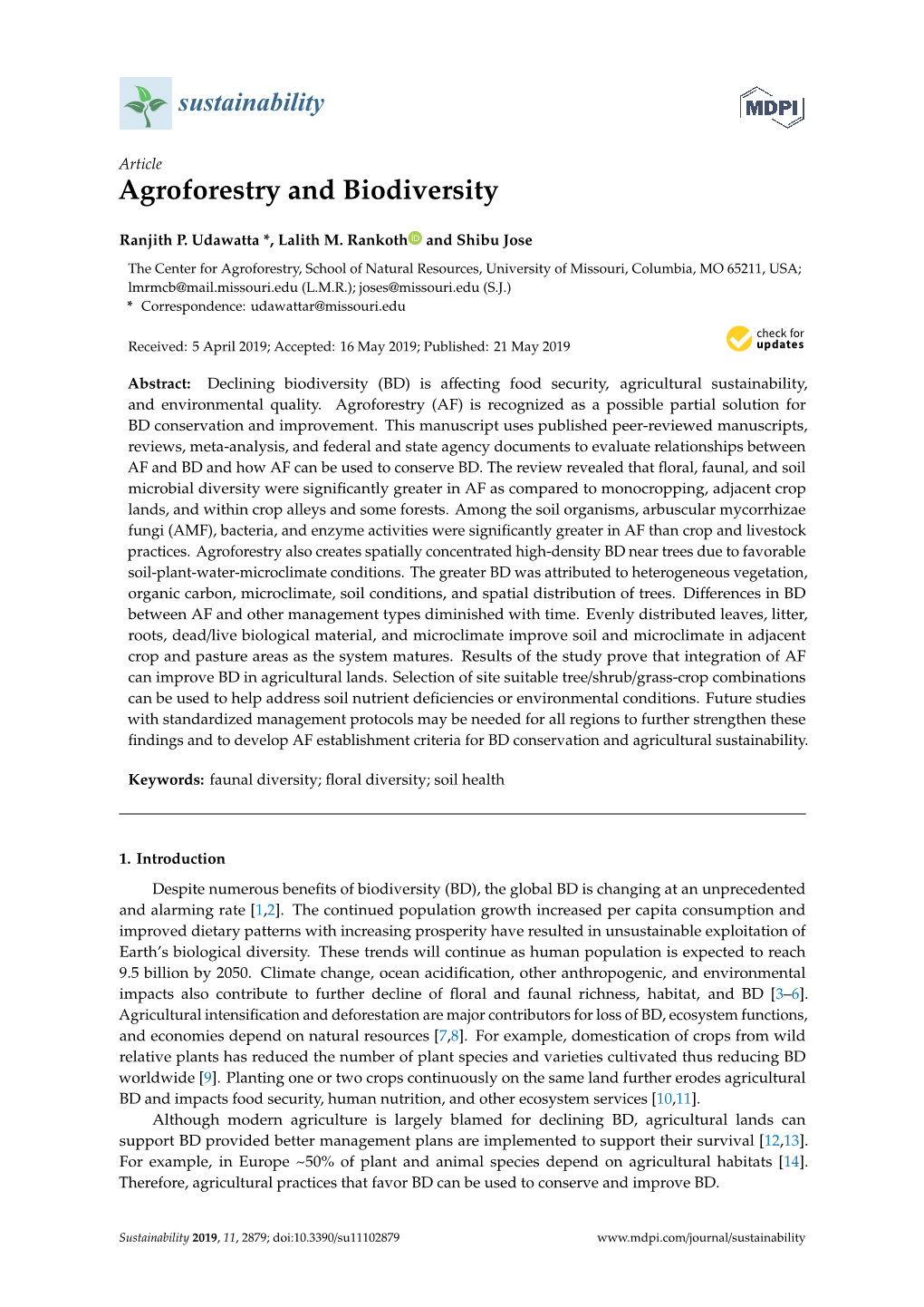 Agroforestry and Biodiversity