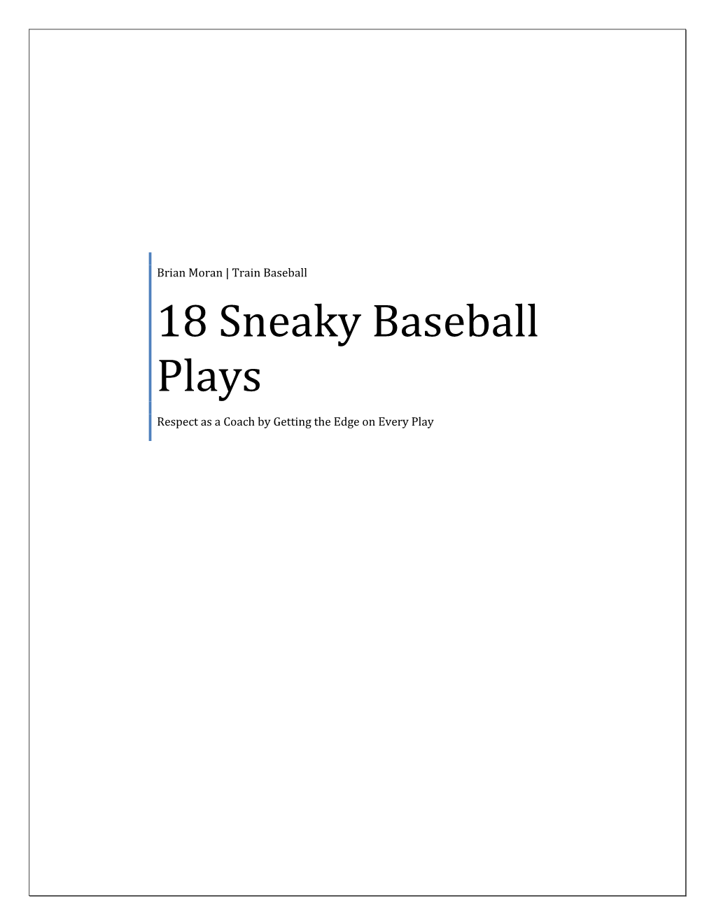 21 Sneaky Baseball Plays
